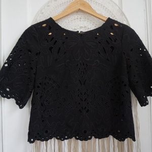BEBE Lace Floral Blouse